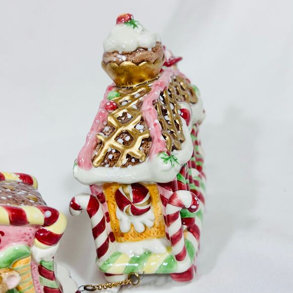 Vintage Fitz & Floyd Candy Lane Express Train Christmas 3 Piece Set 2001 - Picture 8 of 16